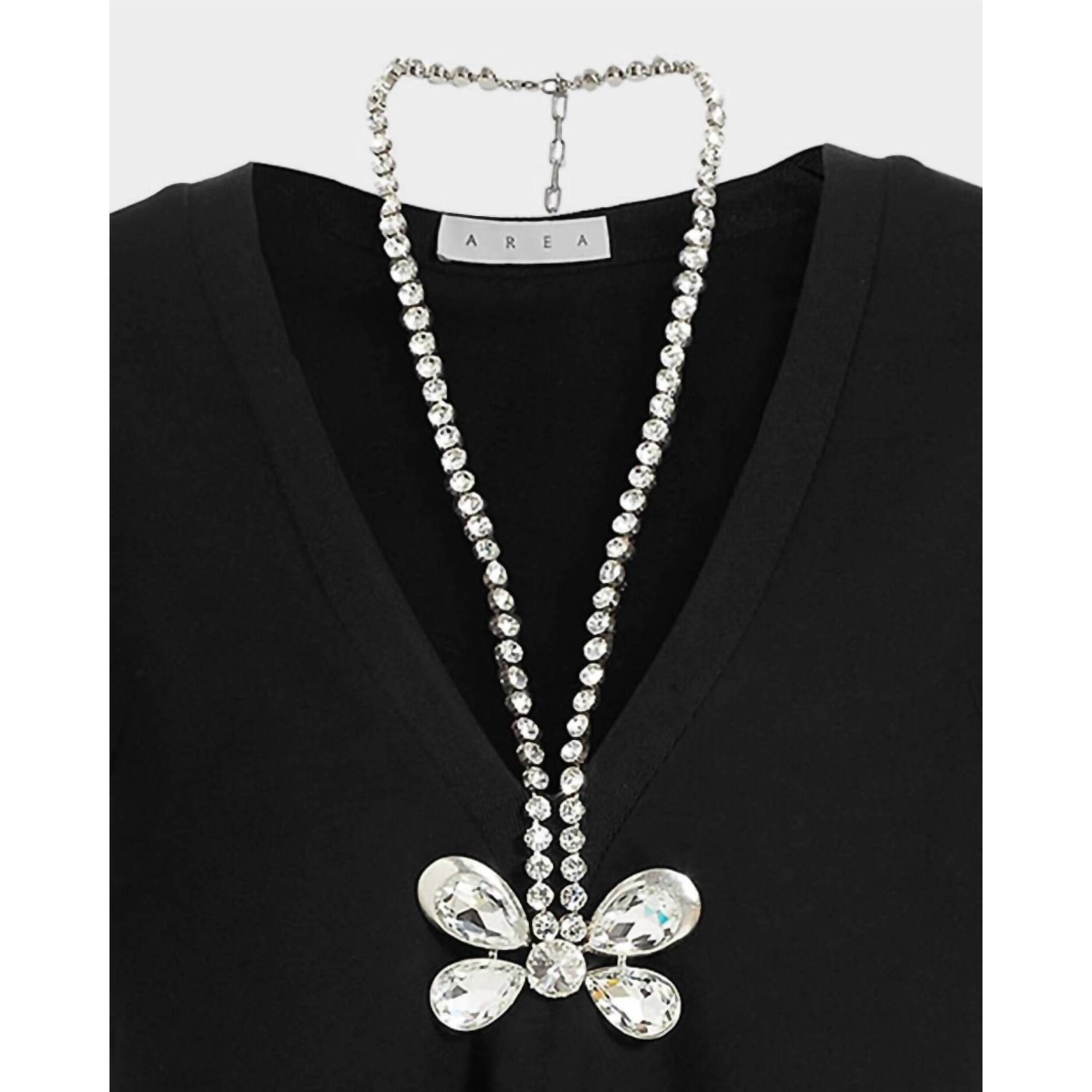 New Area Womens Crystal Butterfly Necklace In Silver 642$